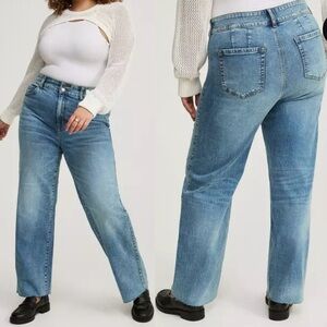 2 BUNDLE of two TORRID 18R stretchy Classic Blue Denim Jeans